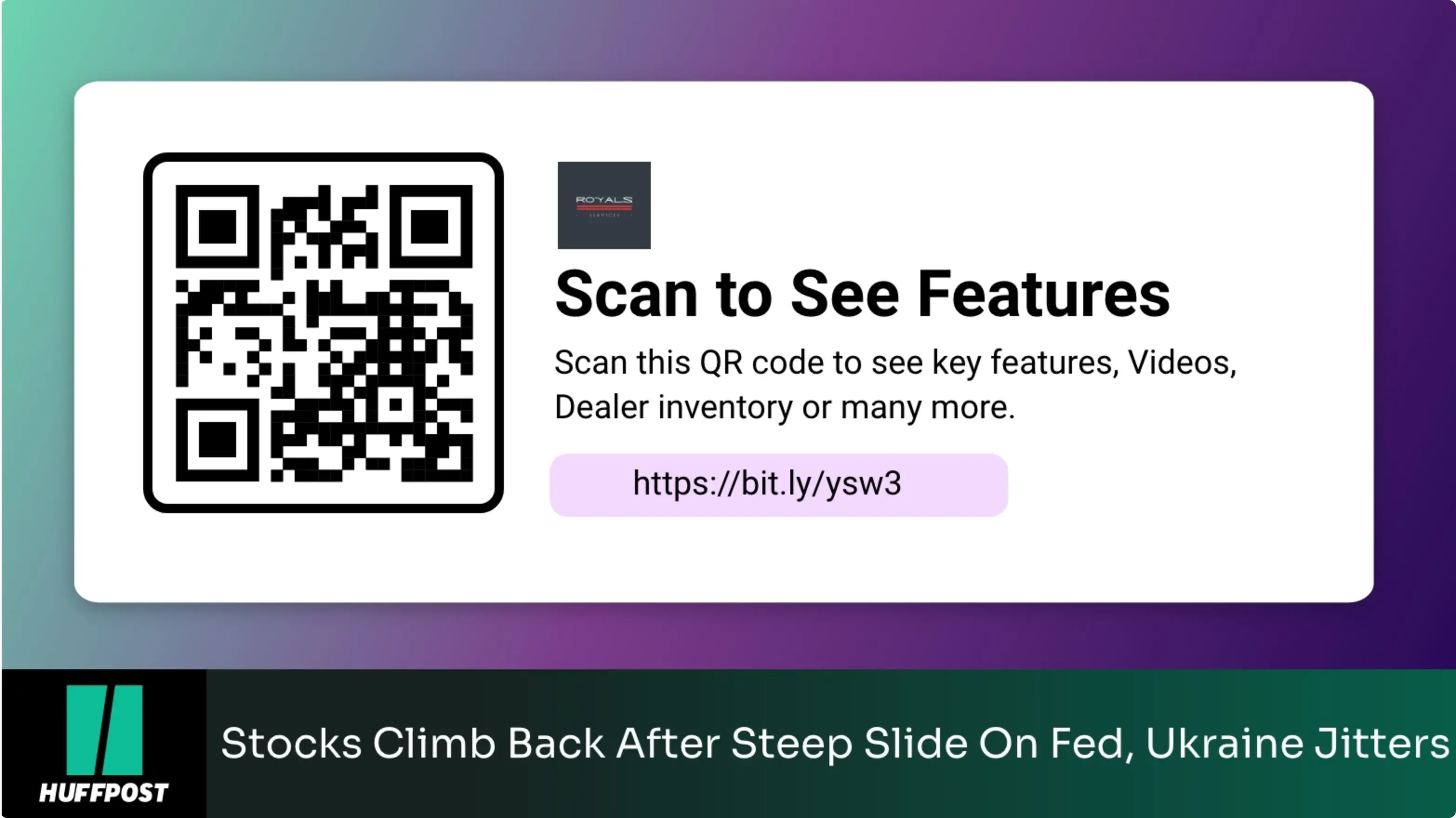 digital signage software interface showing composition  layout with Huffpost Newes app and QR code app contents