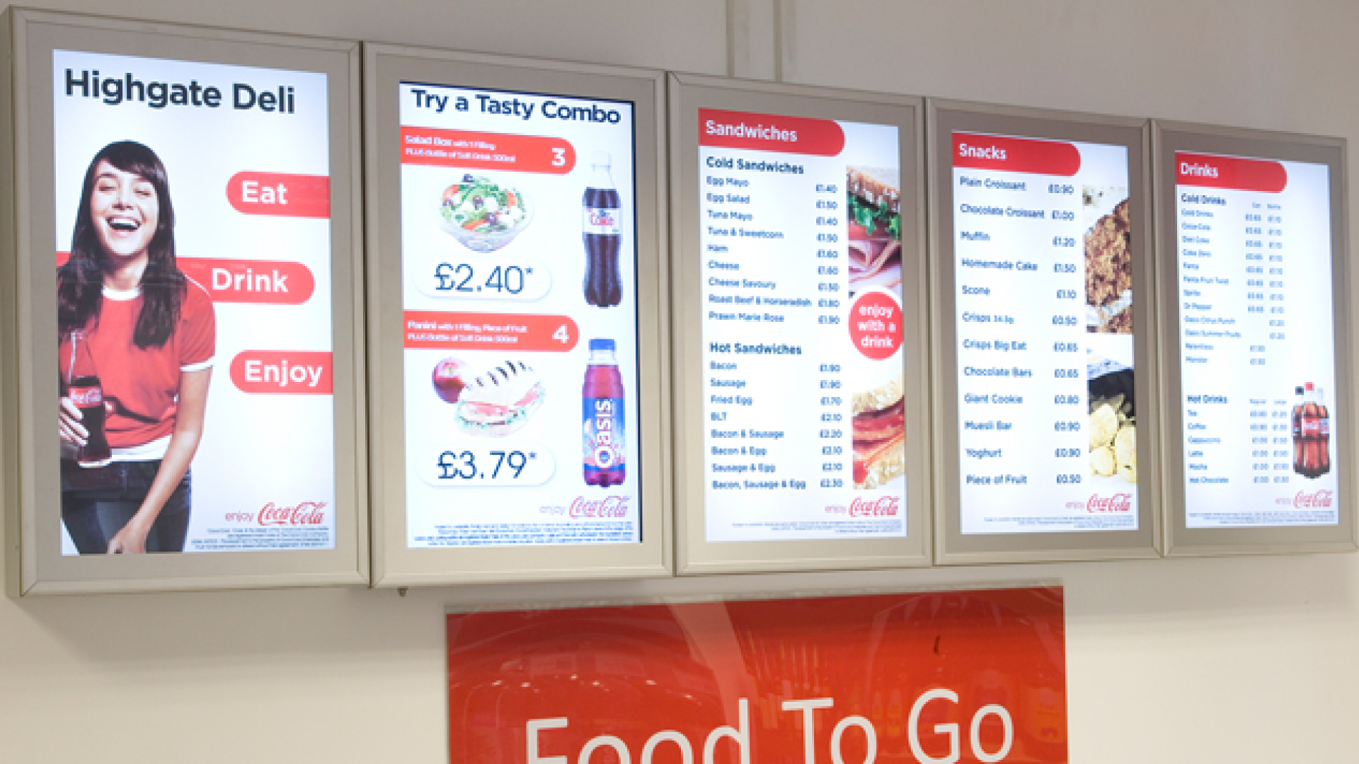 Example of a Coca-Cola menu board