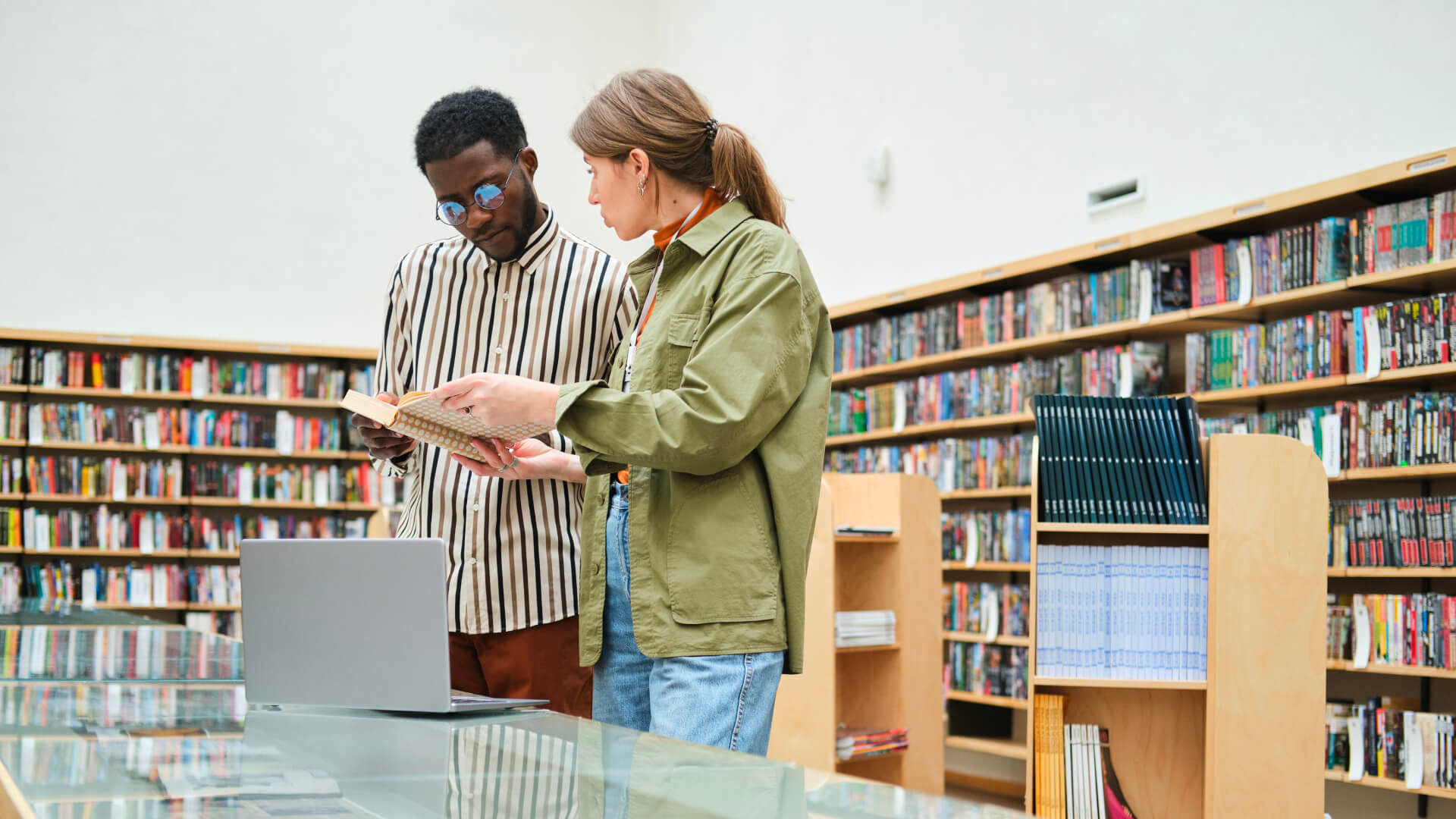  Image of a library in an office space