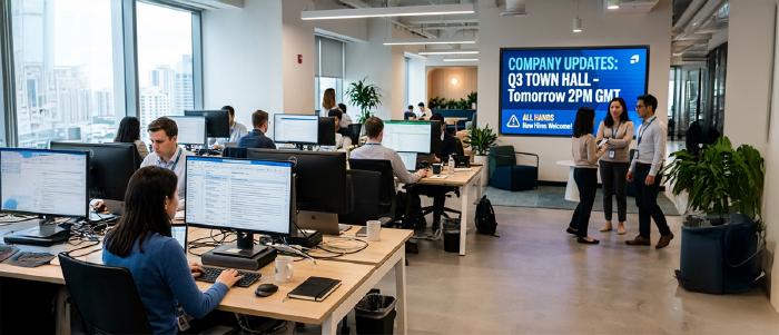 Internal communications email software dashboard showing employee email open rates and multi-channel delivery analytics