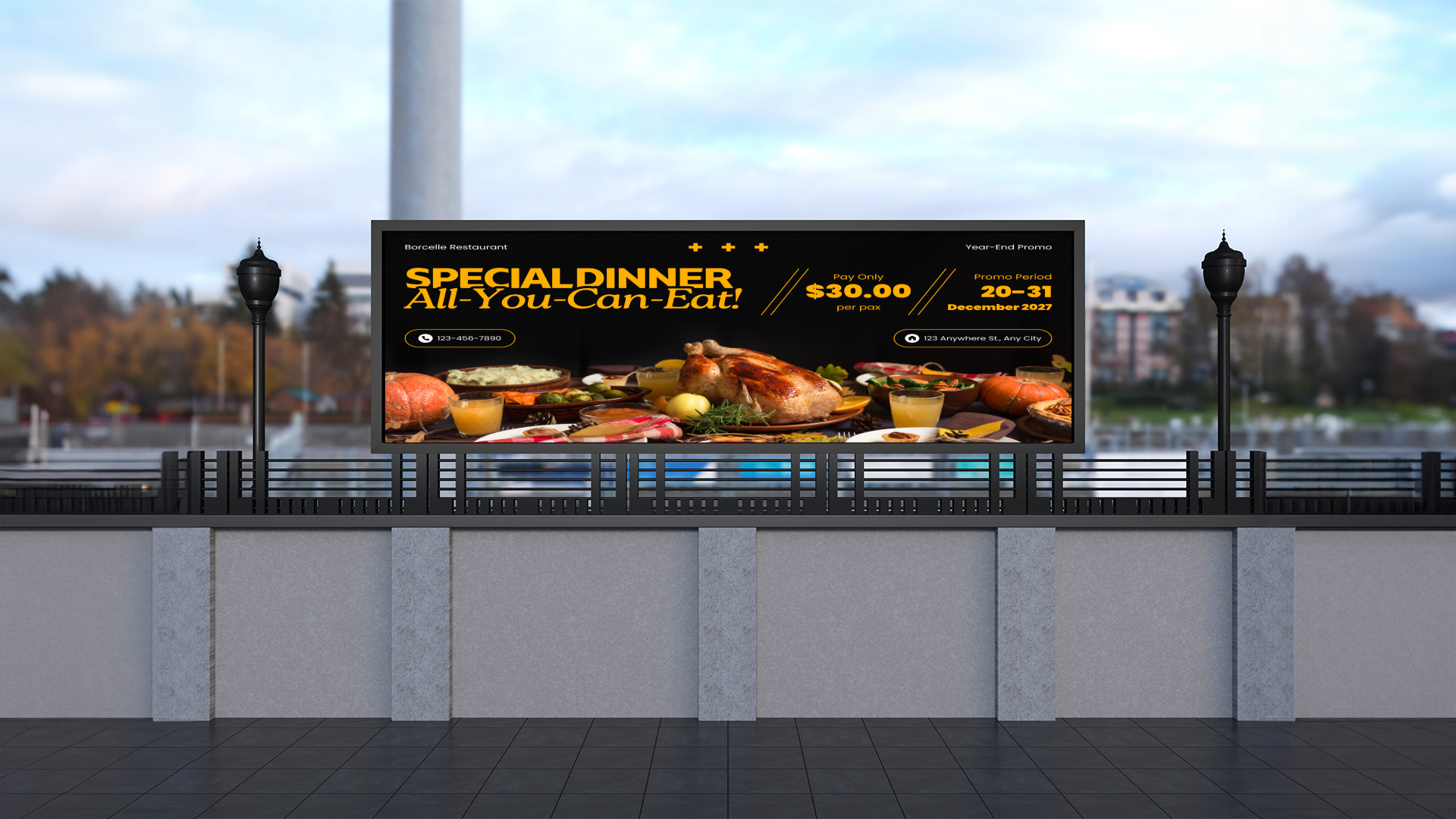  Example of a digital signage system showing a digital food menu