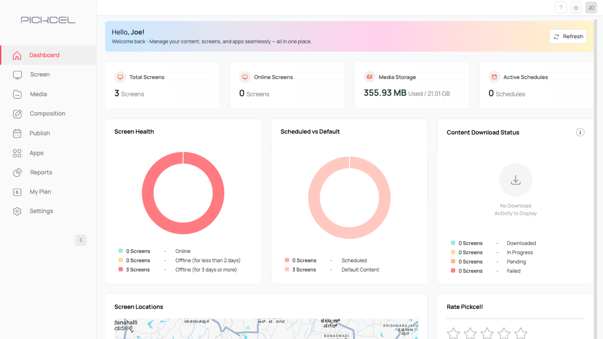 pickcel dashboard