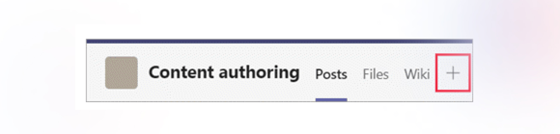 Teams UI showing options for 'Posts,' 'Files,' and 'Wiki,' alongside a highlighted '+' icon for adding a Power BI tab to the channel.