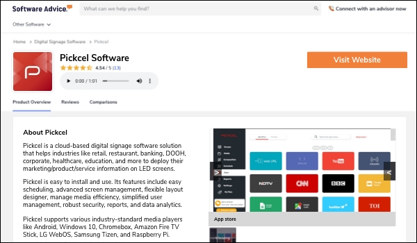 screenshot of review website Software Advice