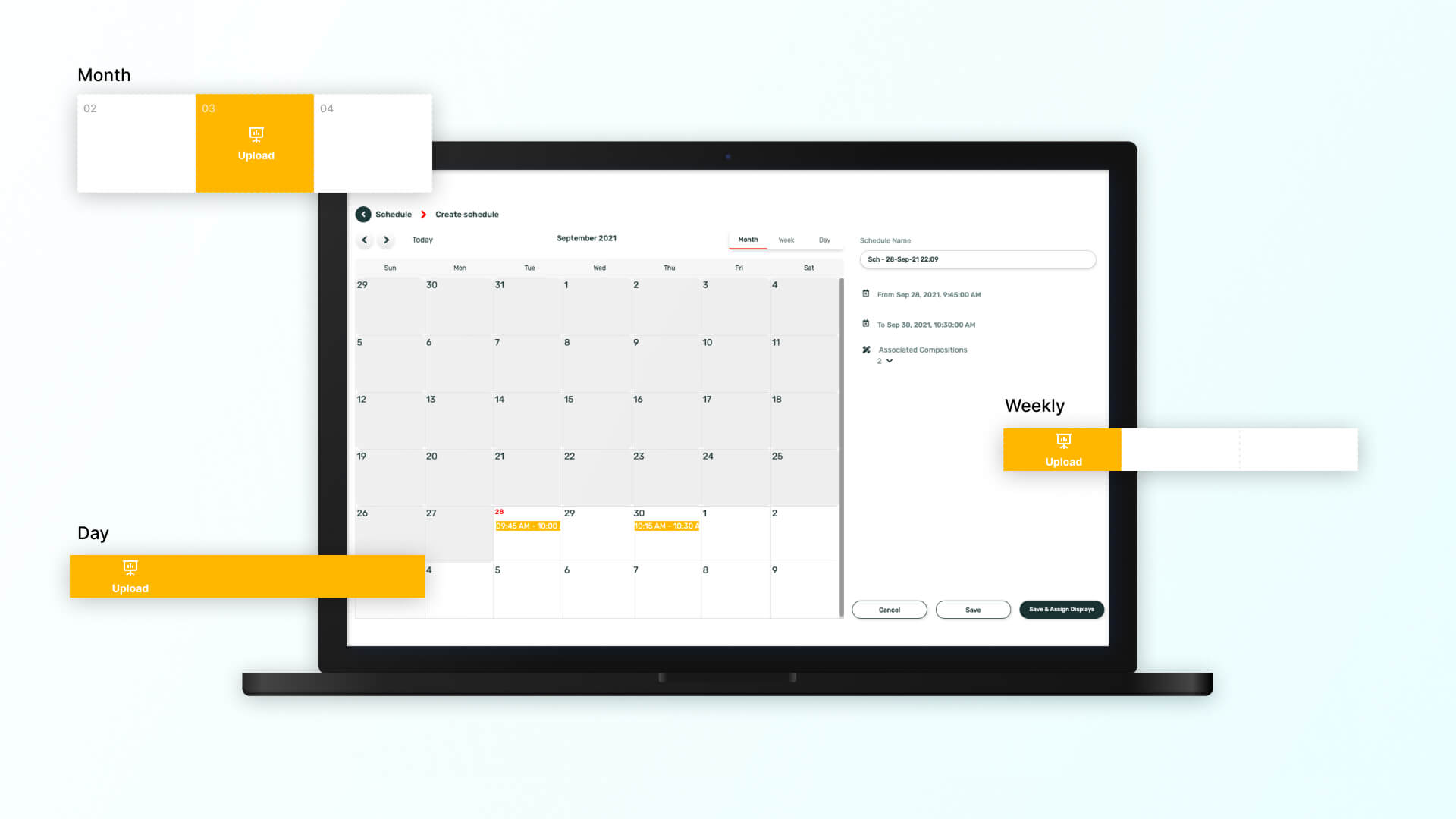 drag-and-create scheduling interface