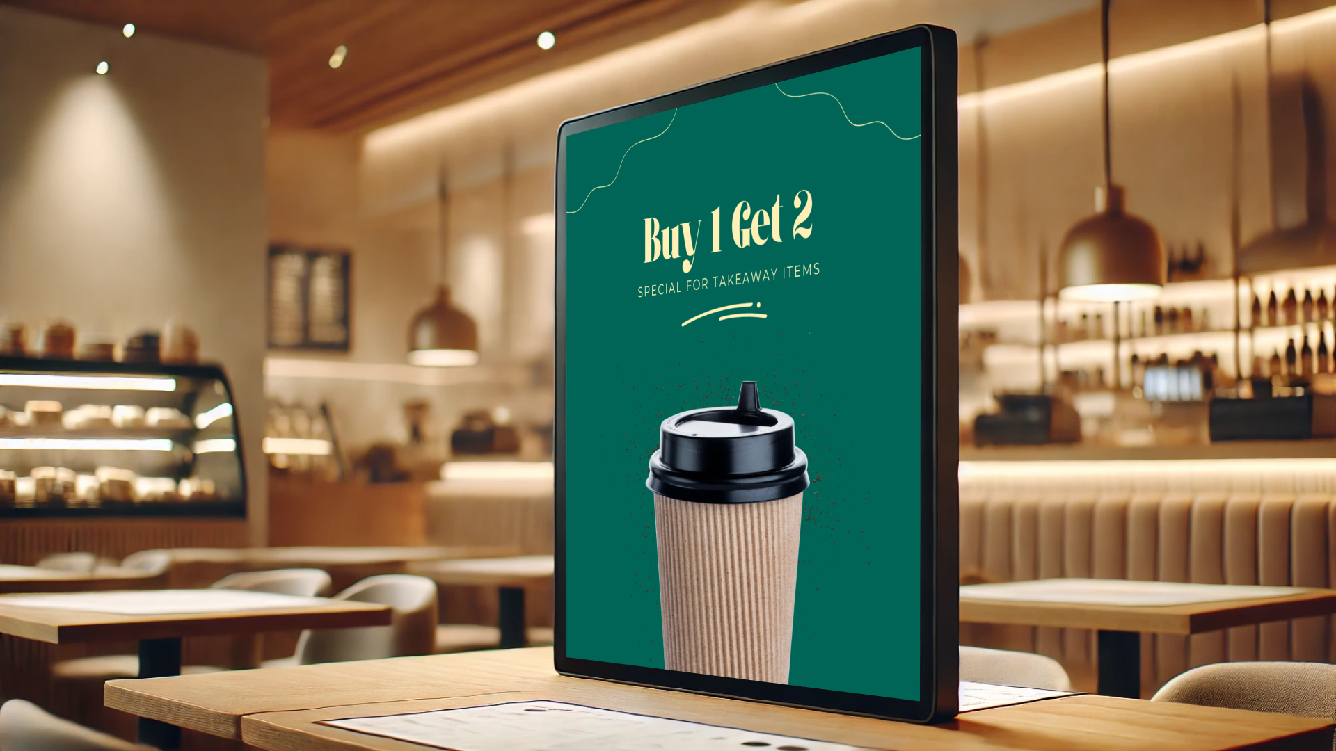 Starbucks digital menu board showing an offer