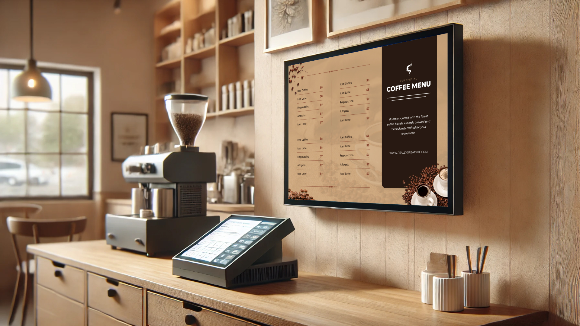 Example of a digital menu board like Starbucks