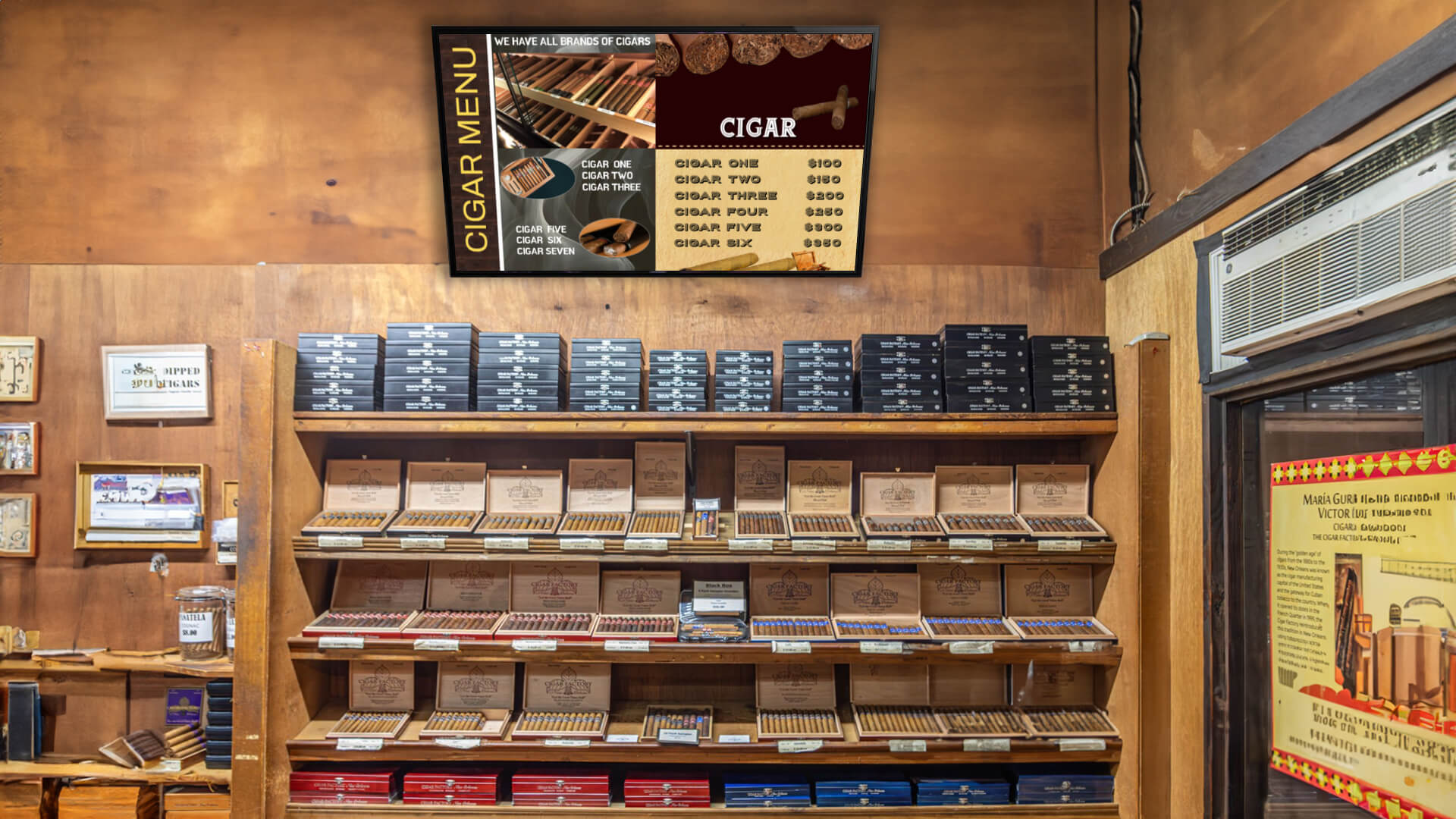  What is digital signage used for in tobacco shops?