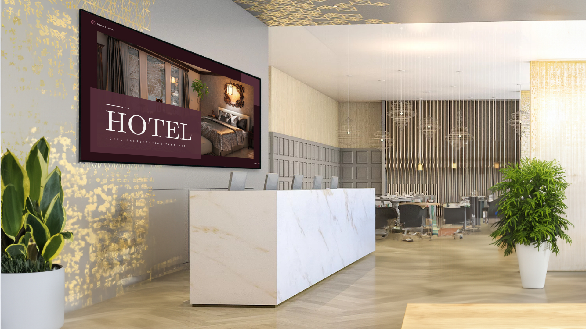 Use of hospitality app and digital signage in hotel reception