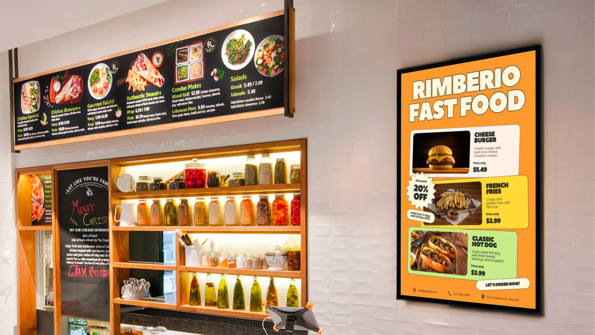 A QSR using digital signage to promote their food and run promotions.